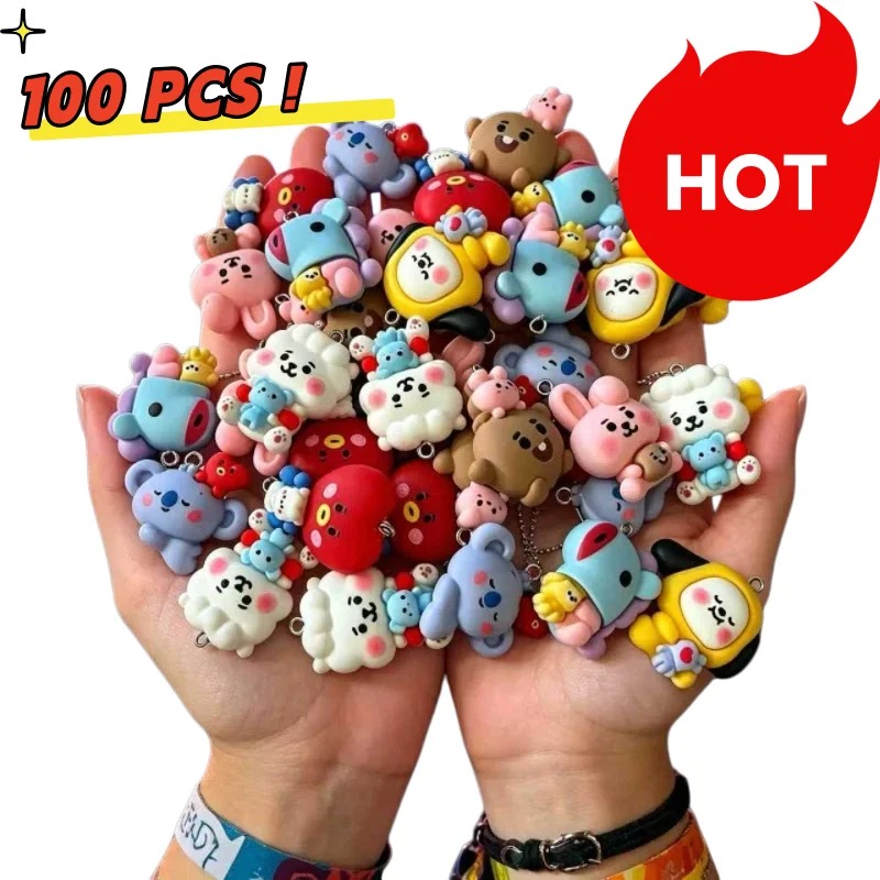 Resin Art Engagement - 7 Stück BT21 Harz-Cartoon-Anhänger DIY-Zubehör Bastelbedarf