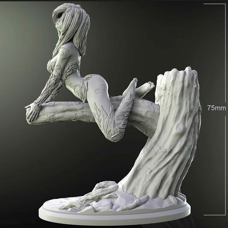Resin Art Zelda - 1/24 75mm Resin-Modellfigur „Forest Jungle Girl“,