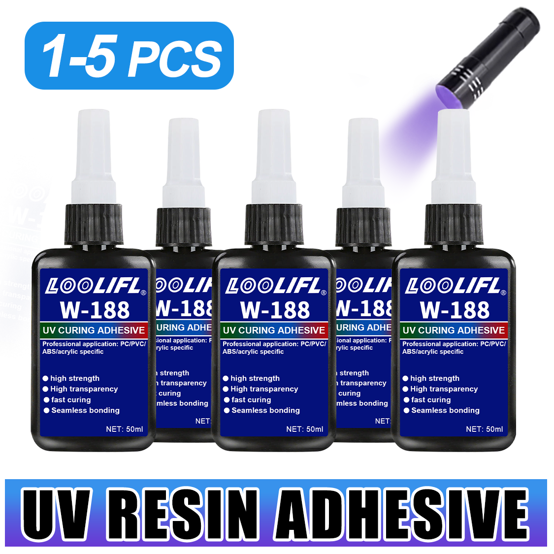 Resin Art Uv Light - LOOLIFL 188 Starker 50ml UV-Harzkleber, UV-härtender