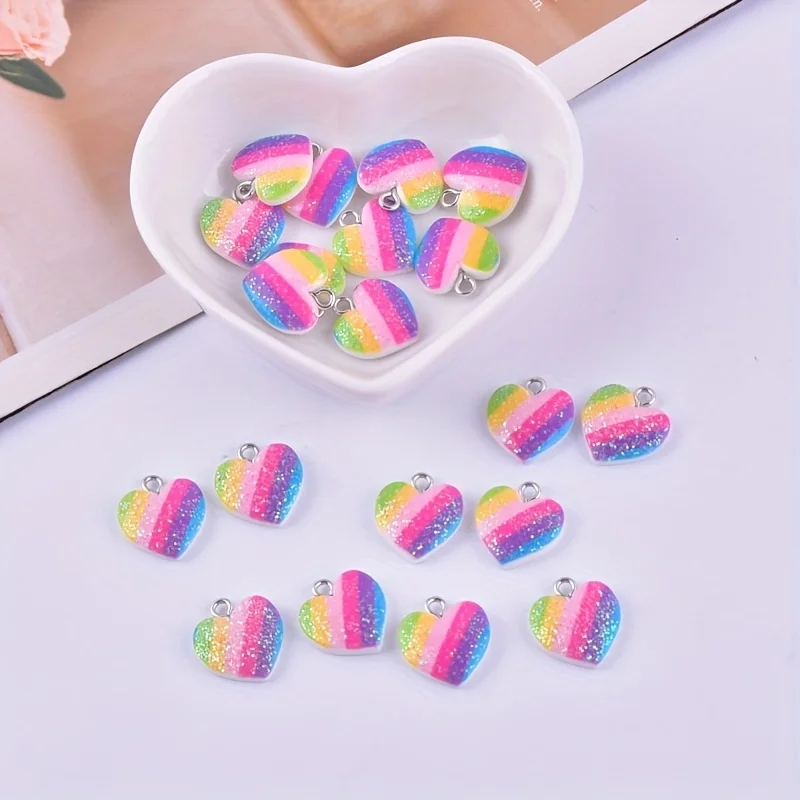10 Stück bunte Herz-Harz-Anhän – Resin Art Engagement Bewertung und Preis