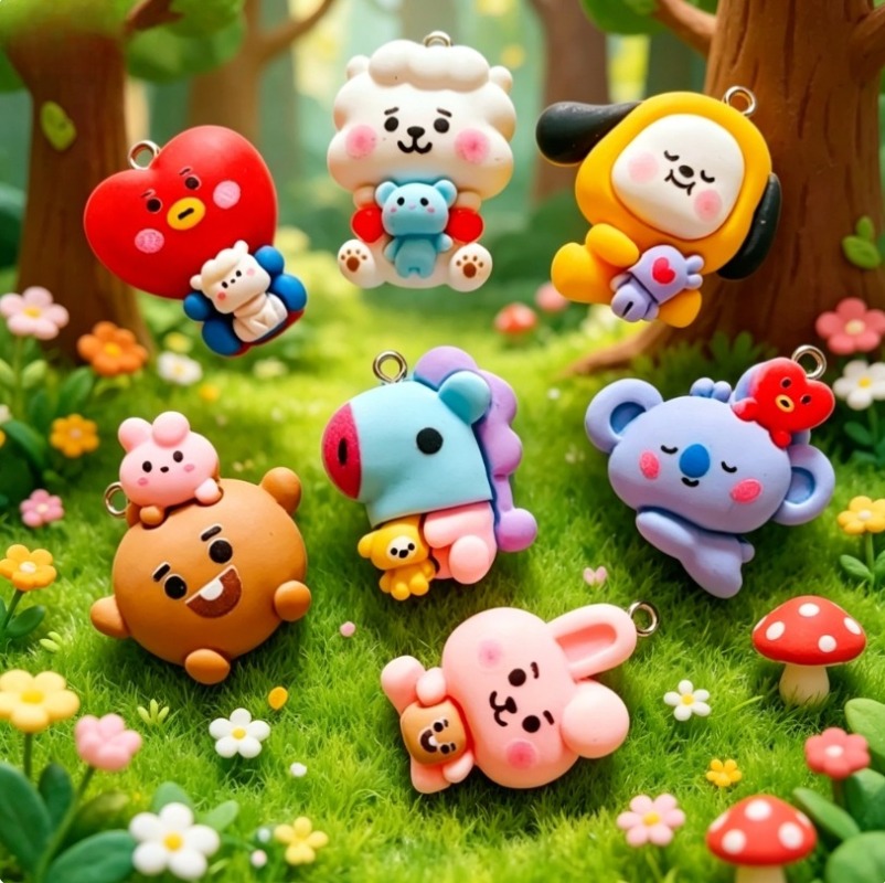 7 Stück BT21 Harz-Cartoon-Anhä – Resin Art Engagement Bewertung und Preis